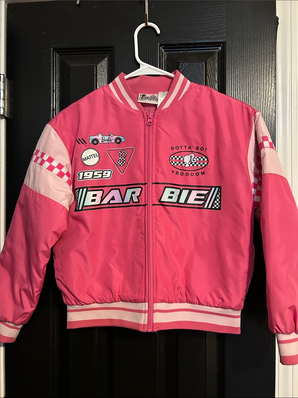 Barbie Pink Racing-Graphic Puffer Jacket